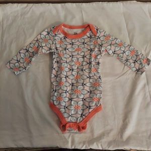 Yoga Sprout Long Sleeve Bodysuit 3-6 Months Paisley Flowers Peach Blue Green